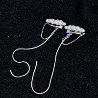 manchette de boucle d'oreille, laiton, avec Shell Pearl, Placage de couleur argentée, pavé de micro zircon & pour femme Vendu par PC