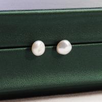 Freshwater Pearl Stud Earring, fashion jewelry & for woman, white, 7-8mm 