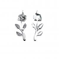 Zinc Alloy Flower Pendants, Rose, antique silver color plated, vintage & DIY Approx 