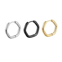Stainless Steel Huggie Hoop Earring, 316L Stainless Steel, Hexagon, polished, fashion jewelry & Unisex & vacuum protective color 