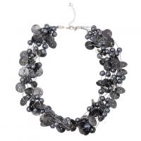Schmuck Perlen Halskette, Kokosrinde, mit Kunststoff Perlen, Modeschmuck & mehrschichtig & für Frau, grau, Länge:ca. 19.69 ZollInch, verkauft von Strang