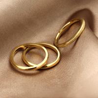 Titanium Steel Finger Ring, gold color plated, three pieces & for woman, golden, 2mm 