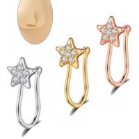 Stainless Steel Nose Piercing Jewelry, 304 Stainless Steel, Star, fashion jewelry & Unisex & with rhinestone 