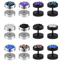 Stainless Steel Ear Piercing Jewelry, 304 Stainless Steel, with Glass Rhinestone, fashion jewelry & for man 10mm [