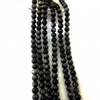 Single Gemstone Beads, Silver Obsidian, Round, polished, DIY Approx 15.4-15.7 Inch 