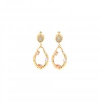 Cubic Zirconia Micro Pave Brass Earring, 18K gold plated, micro pave cubic zirconia & for woman & hollow [