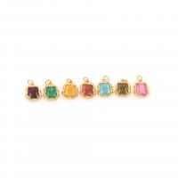 Cubic Zirconia Brass Pendants, Square, 18K gold plated, DIY & micro pave cubic zirconia 