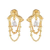 Cubic Zircon Brass Earring, Bowknot, plated, micro pave cubic zirconia & for woman & hollow 