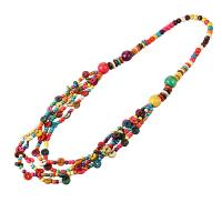 Fashion Multi Layer Necklace, Wood, fashion jewelry & multilayer & for woman, mixed colors Approx 31.5 Inch 