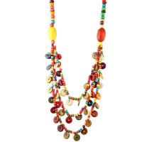 Fashion Multi Layer Necklace, Coco, with Wood, fashion jewelry & multilayer & for woman, mixed colors Approx 31.5 Inch 