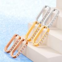 Stainless Steel Huggie Hoop Earring, 304 Stainless Steel, fashion jewelry & micro pave cubic zirconia & for woman 