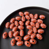 Perles acryliques imprimées , Acrylique, Ballon de rugby, durable & Mignon & DIY, orange, 15mm, Environ Vendu par sac