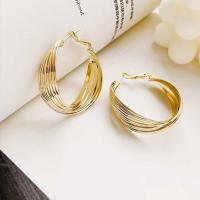 Brass Hoop Earring, Vacuum Ion Plating, fashion jewelry, golden, 31mm 