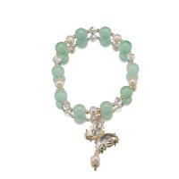 Bracelets perles de pierres semi-précieuses, perle d'eau douce cultivée, avec quartz vert & laiton, papillon, Plaqué or 18K, bijoux de mode & pavé de micro zircon & pour femme Environ 6.7-7 pouce, Vendu par PC