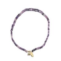 Gemstone Pearl Bracelets, Amethyst, with Freshwater Pearl & Brass, 18K gold plated, Double Layer & fashion jewelry & multifunctional & for woman Approx 14.2 Inch [