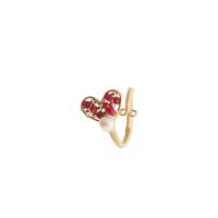 Cultured Freshwater Pearl Finger Ring, with Ruby Quartz & Brass, Heart, 18K gold plated, fashion jewelry & adjustable & for woman & hollow, 20mm 