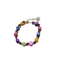 Cultured Freshwater Pearl Brass Bracelet, Multi - gemstone, with Freshwater Pearl & Brass, 18K gold plated, fashion jewelry & for woman Approx 8.7 Inch [