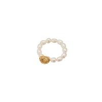 Cultured Freshwater Pearl Finger Ring, with Brass, Rose, 18K gold plated, fashion jewelry & Unisex US Ring 