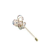 Freshwater Pearl Brooch, with Natural Stone & Brass, Butterfly, 18K gold plated, fashion jewelry & for woman & hollow, 100mm 