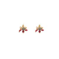 Freshwater Pearl Brass Earring, with Brass, Lotus, 18K gold plated, fashion jewelry & for woman, 20mm 