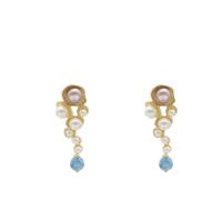 Freshwater Pearl Brass Earring, with Brass, 18K gold plated, fashion jewelry & for woman, 50mm 