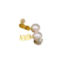 Freshwater Pearl Drop Earring, with Brass, 18K gold plated, fashion jewelry & for woman, 5mm 