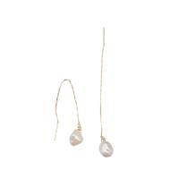 Freshwater Pearl Brass Earring, with Brass, 18K gold plated, fashion jewelry & for woman, 90mm 