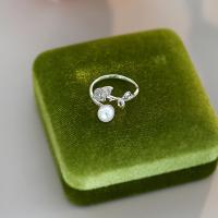 Kultivierten Süßwasser Perle Ring, Natürliche kultivierte Süßwasserperlen, mit Messing, Modeschmuck & für Frau, Silberfarbe, 6-7mm, verkauft von PC