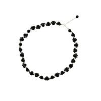 Collier d'Agate Noire, avec Black-Spinel (En) & laiton, bijoux de mode & longueur différente pour le choix & pour femme, noire, Vendu par PC
