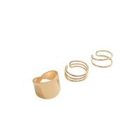Brass Ring Set, high quality plated, Adjustable & three pieces & fashion jewelry & for woman, golden 