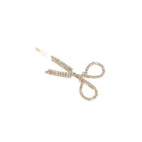 Hair Slide, Zinc Alloy, Scissors, silver color plated, fashion jewelry & for woman & with rhinestone [