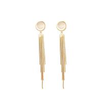 Fashion Fringe Earrings, Brass, with Cats Eye, gold color plated, fashion jewelry & for woman 