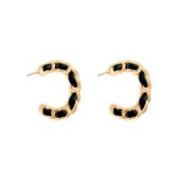 Zinc Alloy Stud Earring, with PU Leather, high quality plated, fashion jewelry & for woman, golden 