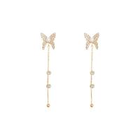 Rhinestone Brass Drop Earring, Zinc Alloy, high quality plated, fashion jewelry & for woman & with rhinestone, golden 