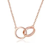 Cubic Zircon Micro Pave Brass Necklace, with 4cm extender chain, Donut, rose gold color plated, fashion jewelry & micro pave cubic zirconia & for woman Approx 43 cm 