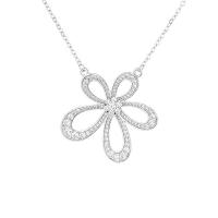 Cubic Zircon Micro Pave Brass Necklace, Flower, plated, fashion jewelry & micro pave cubic zirconia & for woman & hollow Approx 40 cm 