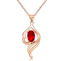 Cubic Zirconia Brass Pendants, with Cubic Zirconia, rose gold color plated, fashion jewelry & for woman, red [