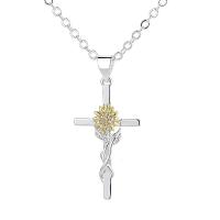 Cubic Zircon Micro Pave Brass Necklace, with 5cm extender chain, Cross, plated, fashion jewelry & micro pave cubic zirconia & for woman Approx 45 cm 
