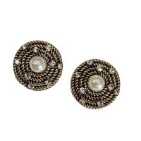 Kunststoff Perle Zink Legierung Ohrring, Zinklegierung, mit Kunststoff Perlen, Modeschmuck & für Frau & mit Strass, 30mm, verkauft von Paar