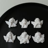 Resin Jewelry Pendant, Angel, break proof & cute & DIY white, 30mm, Approx [