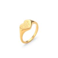 Stainless Steel Finger Ring, 316L Stainless Steel, 18K gold plated  & with letter pattern & for woman, US Ring 