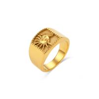 Stainless Steel Finger Ring, 316L Stainless Steel, Sun, 18K gold plated & for woman, US Ring 