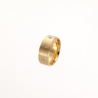 Rhinestone Stainless Steel Finger Ring, 304 Stainless Steel, Vacuum Ion Plating, Unisex & with rhinestone 8mm, US Ring [