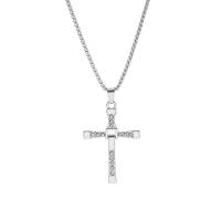 Stainless Steel Jewelry Necklace, 304 Stainless Steel, with zinc alloy pendant, Cross, box chain & for man & with rhinestone, original color Approx 23.6 Inch [