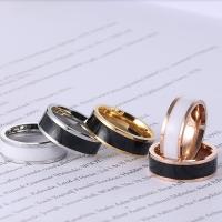 Stainless Steel Finger Ring, 304 Stainless Steel, Vacuum Ion Plating, Unisex & epoxy gel 6mm, US Ring 