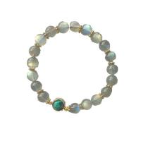 Moonstone bracelet, avec oeil de tigre & Cristal naturel & laiton, Plaqué d'or 14K, bijoux de mode & pour femme Environ 6.1 pouce, Vendu par PC
