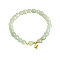 Glass Jewelry Beads Bracelets, with Zinc Alloy, gold color plated, Imitation Hetian Jade & fashion jewelry & for woman, 6mm Approx 6 Inch 