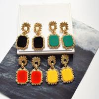Resin Zinc Alloy Earring, with Resin, Geometrical Pattern, gold color plated, Korean style & for woman [