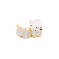 Enamel Zinc Alloy Stud Earring, gold color plated, Korean style & with flower pattern & for woman 