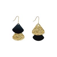Asymmetric Earrings, Zinc Alloy, Triangle, gold color plated, fashion jewelry & stoving varnish & for woman, 55mm 